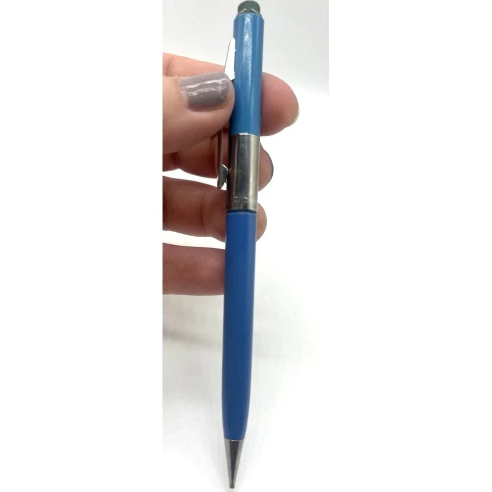 Scripto Mechanical Pencil Twist Bright Blue & Silver Vintage Retro Eraser End